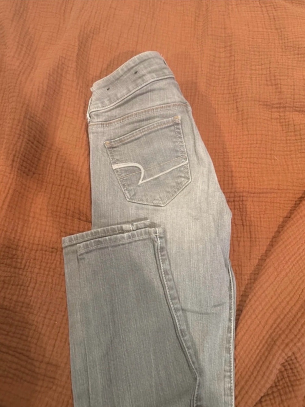 American Eagle Outfitters Light Gray Cropped Skinny Jeans
